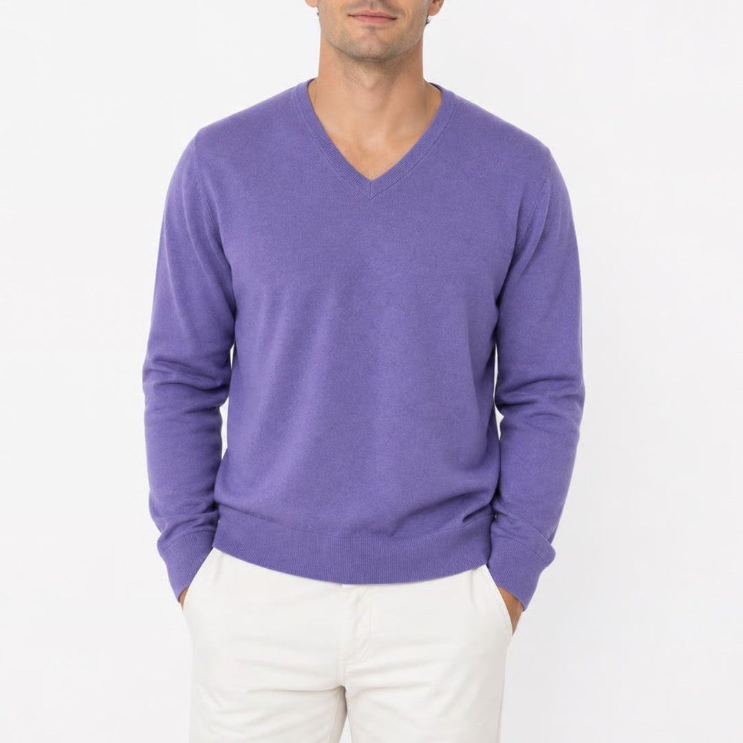 Banana Republic Mens Purple Silk Cotton Cashmere V-Neck Sweater Large Luxury