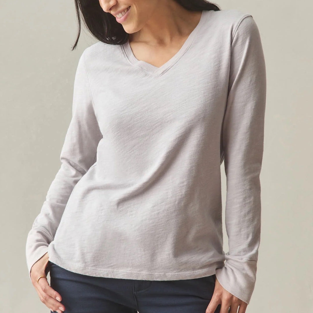 American Giant Premium Slub T-Shirt Women S Ashes Rose Cotton Long Sleeve V-Neck