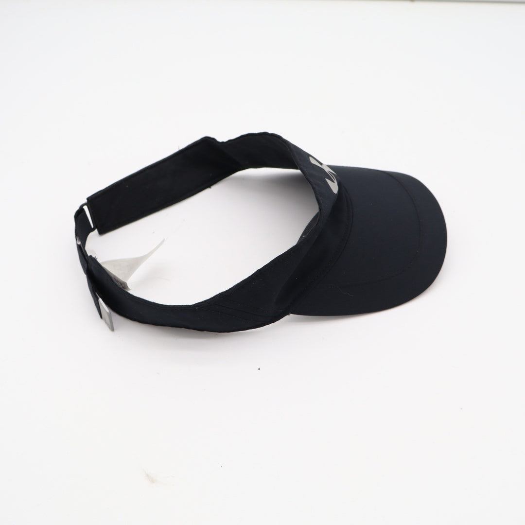 Under Armour Womens Play Up Visor Black Silver Logo OSFA Activewear Hat