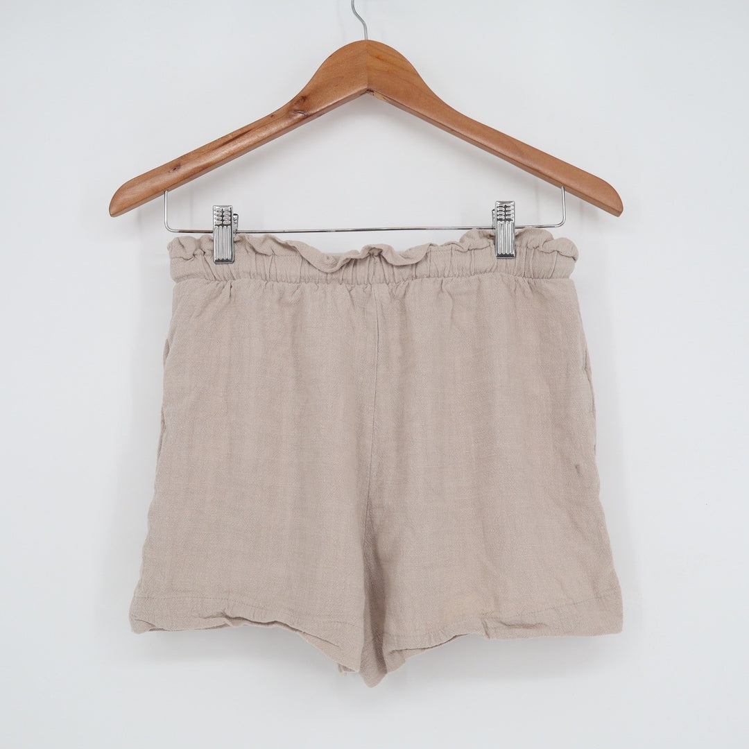 Forever 21 Beige Linen Blend Paperbag Waist Shorts Small BKA72