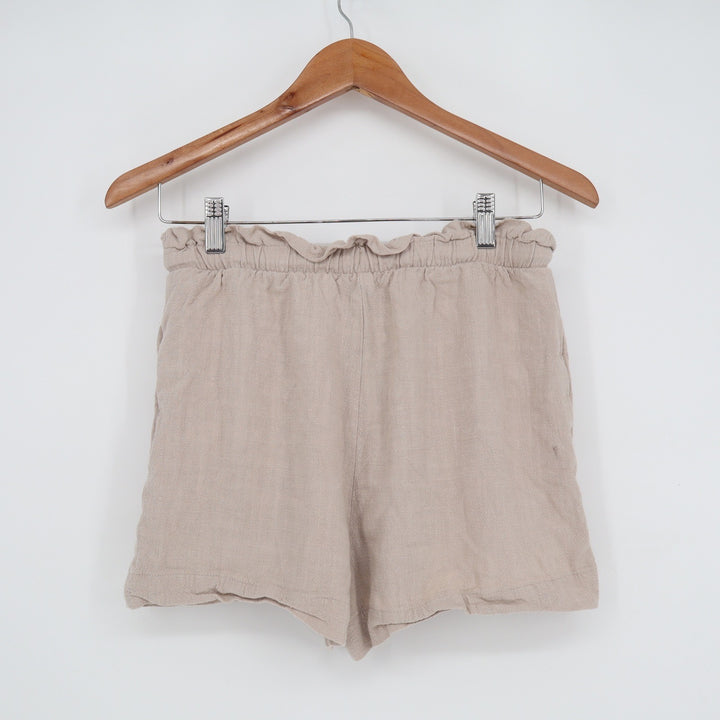 Forever 21 Beige Linen Blend Paperbag Waist Shorts Small BKA72