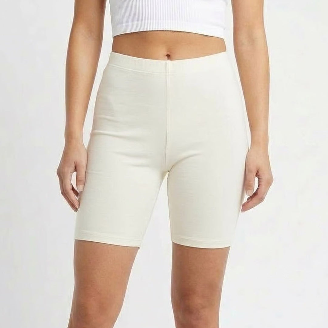 Naked Wardrobe Baby Mama Biker Shorts Cream High Waist M