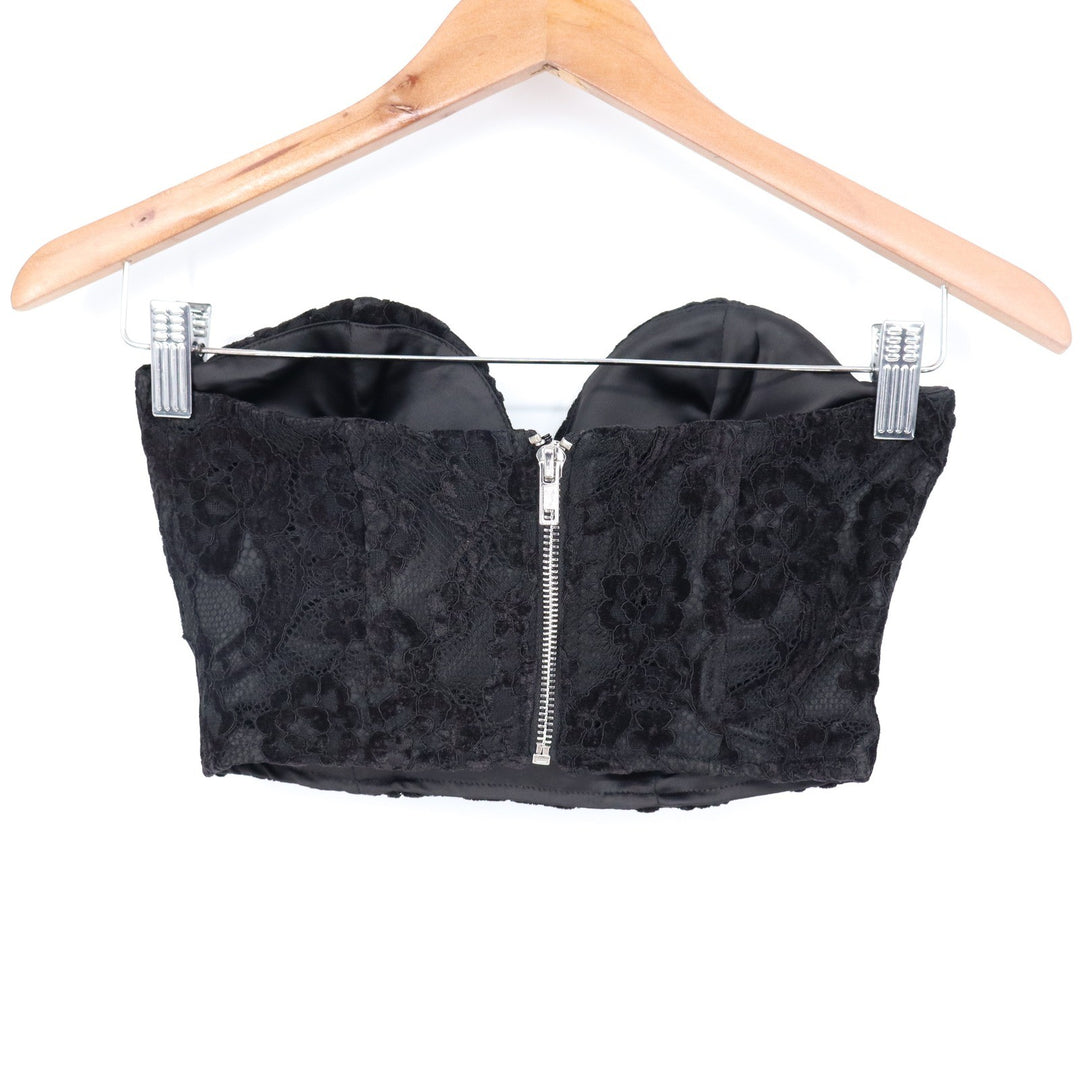 Naked Wardrobe Black Lace Corset Crop Top Sweetheart Womens XS