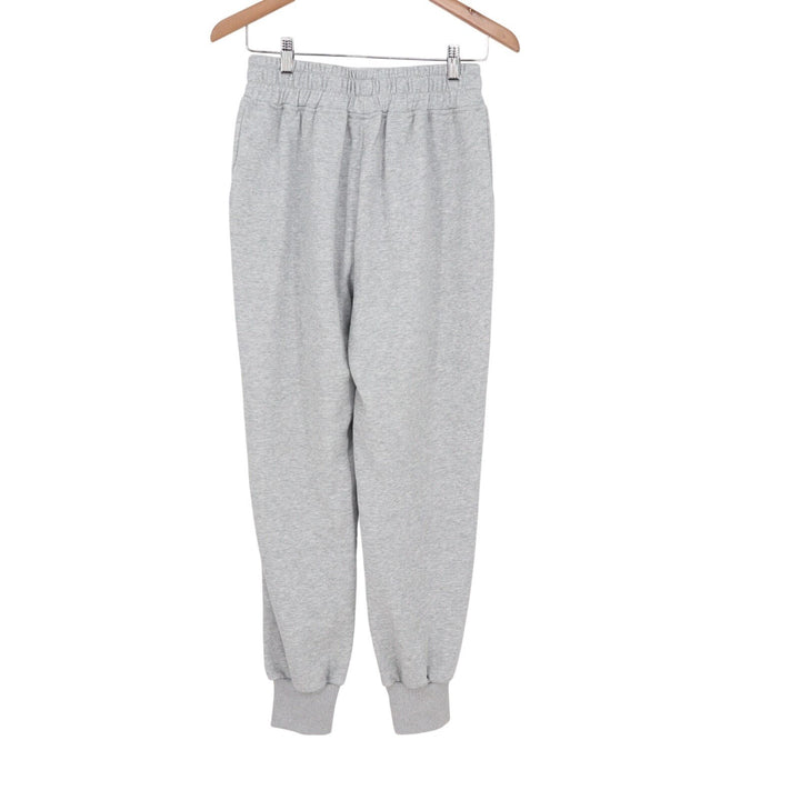 Jogger Pants Womens S Heather Gray Ribbed Fleece Lined Slash Pockets High Rise
