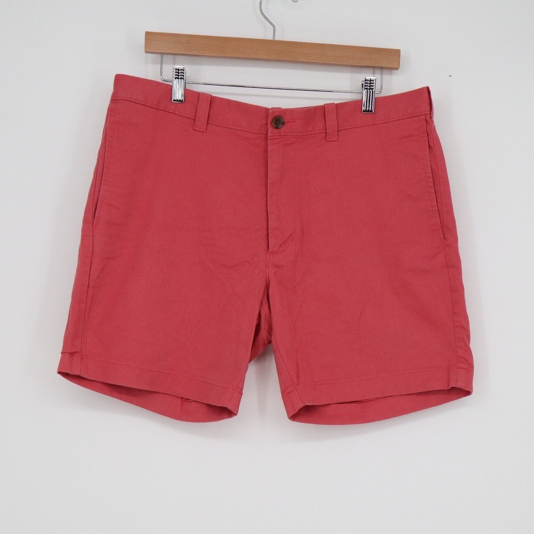 J.Crew Mens 7 Inch Inseam Re-Imagined Chino Shorts Coral Pink Size 34 Stretch