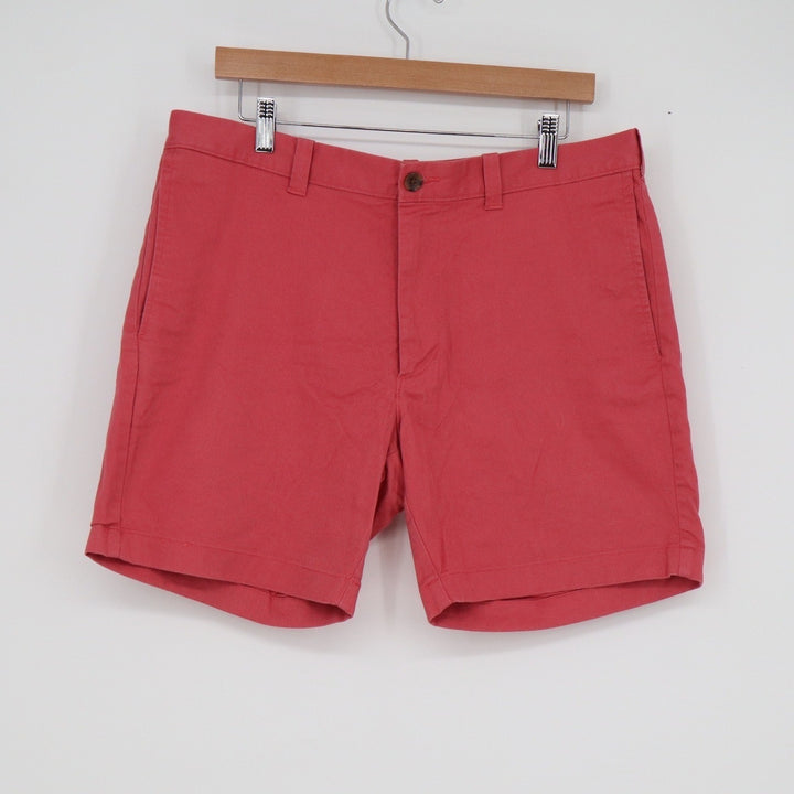 J.Crew Mens 7 Inch Inseam Re-Imagined Chino Shorts Coral Pink Size 34 Stretch