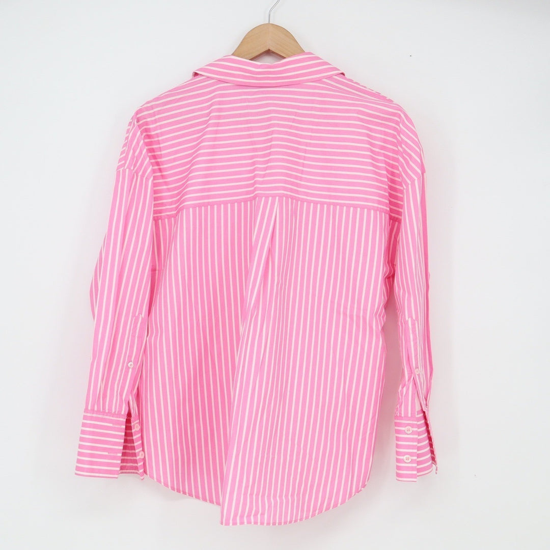 Zara Button Down Women's XS Pink Striped Long Sleeve Excellent