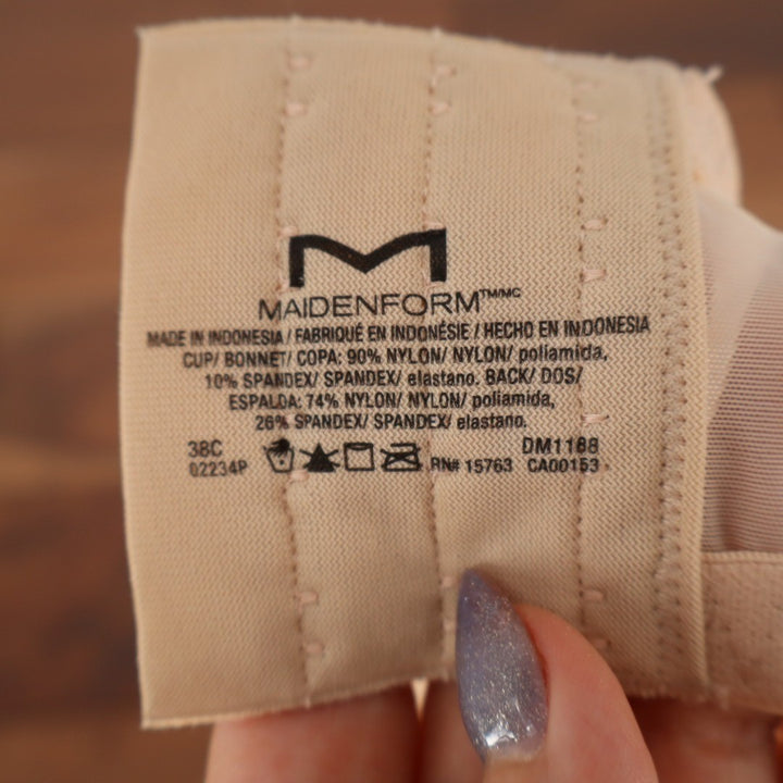 Maidenform Lightly Lined Convertible Lace Bralette Bra Womens 38C Beige Wireless