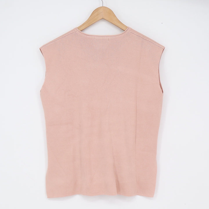 PrettyGarden Tank Top Womens M Pink High-Low Ribbed Knit Muscle Tee NEW