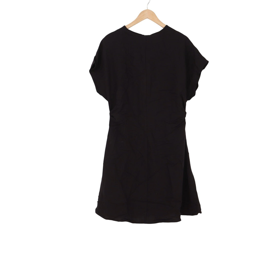 H&M Dress Womens Medium Short Sleeve Lenzing Ecovero Viscose Black Solid NEW