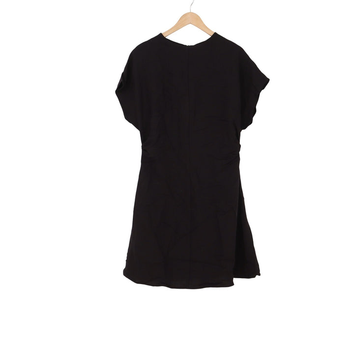 H&M Dress Womens Medium Short Sleeve Lenzing Ecovero Viscose Black Solid NEW