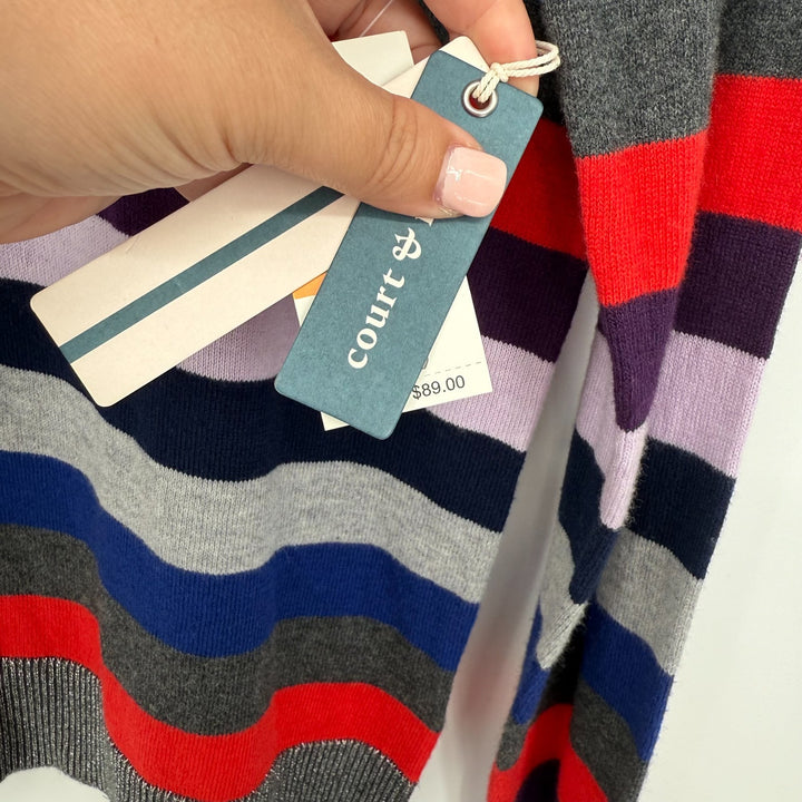Court & Rowe Sweater Women Small Multicolor Metallic Striped Tight Knit Pullover