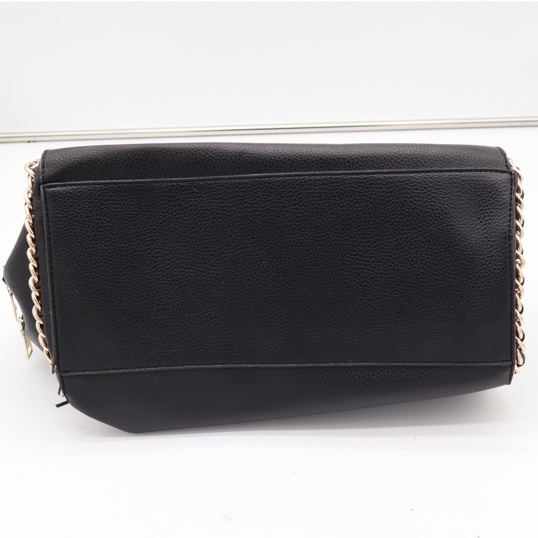 Marc New York Satchel Womens Large Black Pebbled Chain Accent Gold Hardware Fair