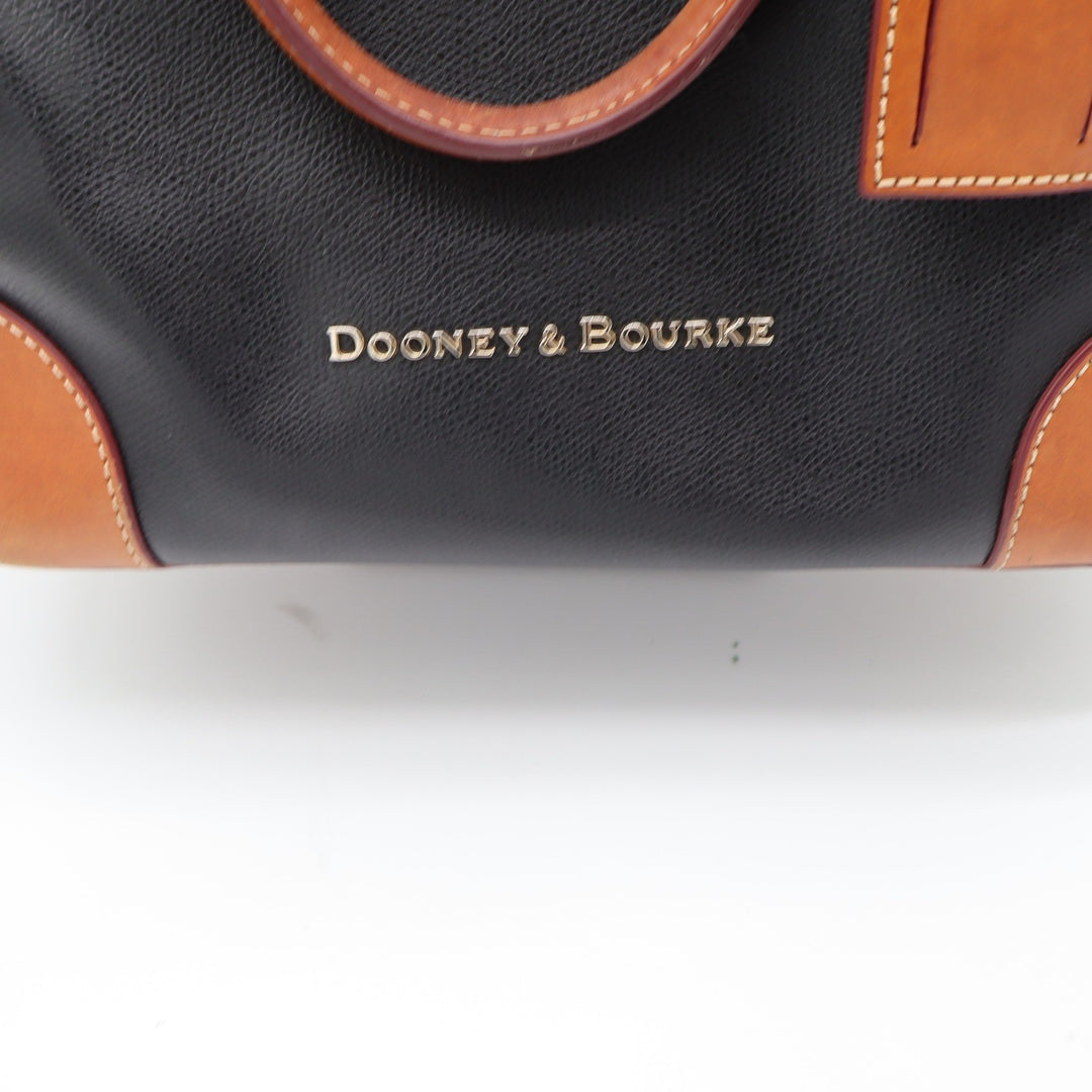 Dooney & Bourke Tote Bag Womens Large Pebble Leather Black Tan Classic Excellent
