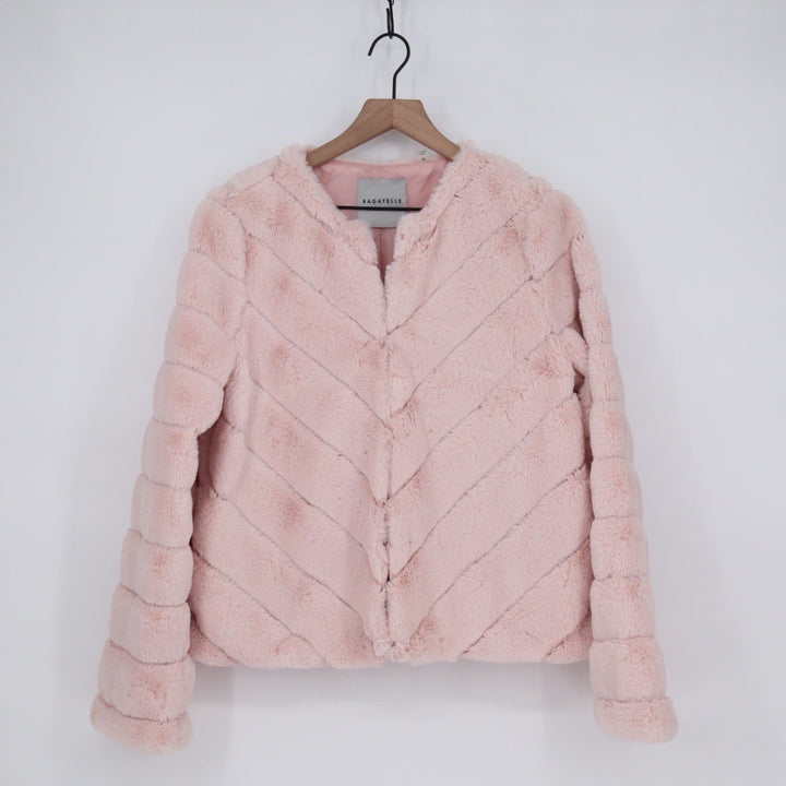 BAGATELLE COLLECTION Pink Faux Fur Chevron Lined Jacket Size M