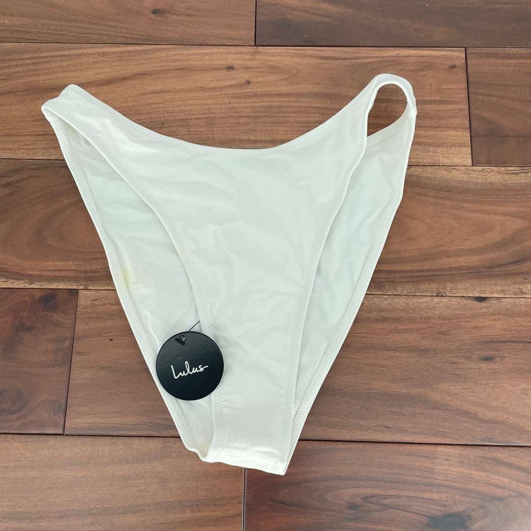 Lulus White High Waisted Bikini Bottoms Swimsuit Size L