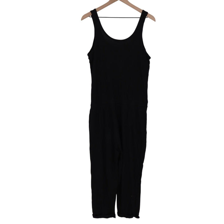 Michael Stars Black Ribbed Jumpsuit One Piece Wide Leg Size L