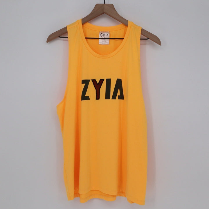 Zyia Active Tank Top Womens M Muscle Tank Orange Graphic Logo Excellent