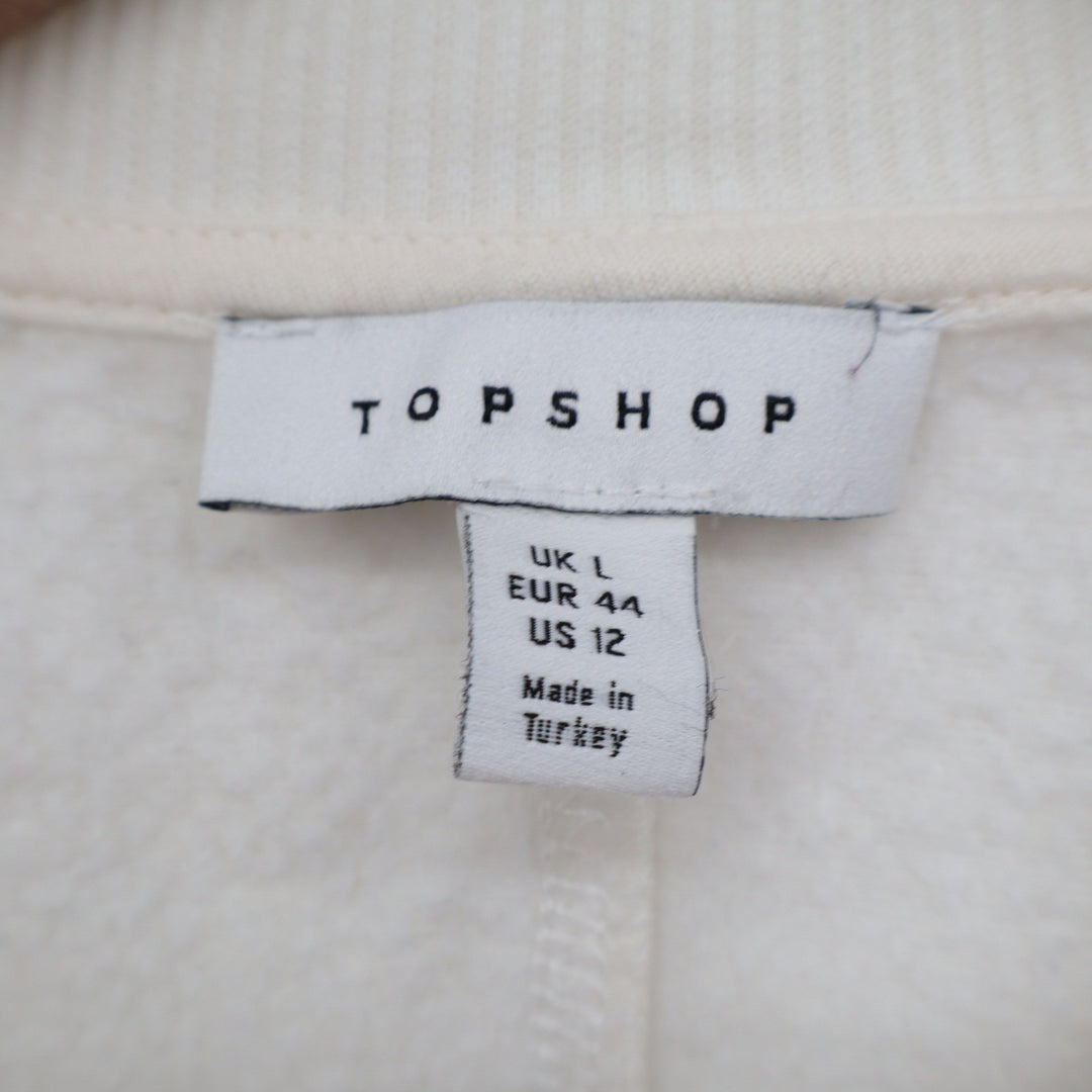 Topshop Cream Oversized Crewneck Sweatshirt Back Seam Detail US 12 Large