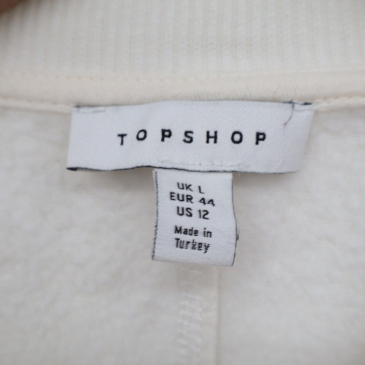 Topshop Cream Oversized Crewneck Sweatshirt Back Seam Detail US 12 Large
