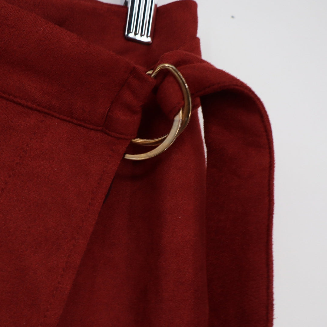 Forever 21 Skirt Womens L Wine Faux Suede D-Ring Wrap New