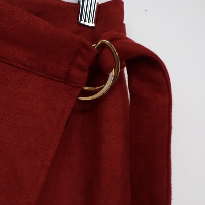 Forever 21 Skirt Womens L Wine Faux Suede D-Ring Wrap New