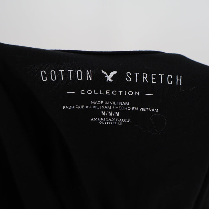 American Eagle Outfitters Bodysuit Women M Black Cotton Stretch Criss Cross Back