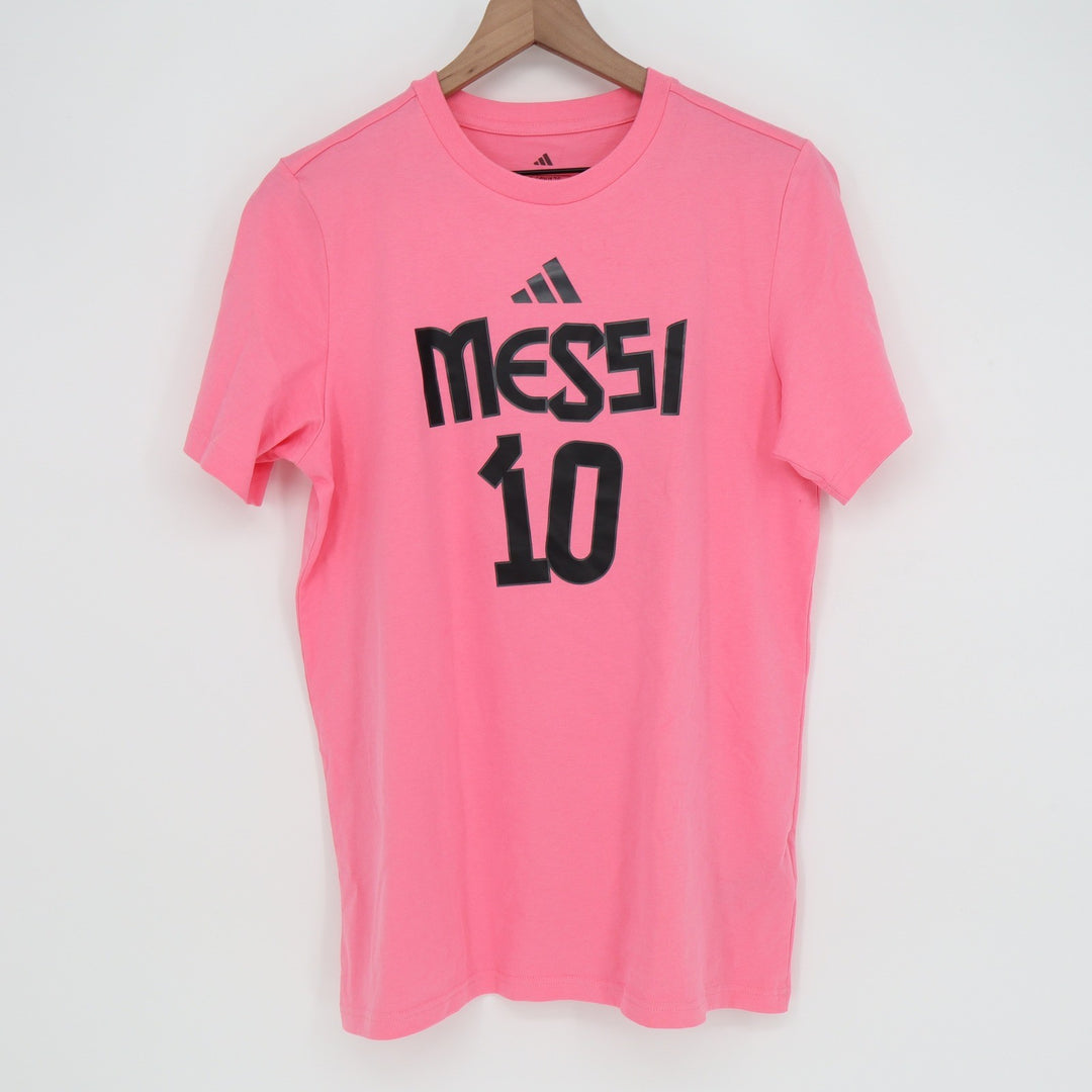 Adidas Lionel Messi 10 Pink Graphic T-Shirt Kids XL 15-16Y Soccer Tee