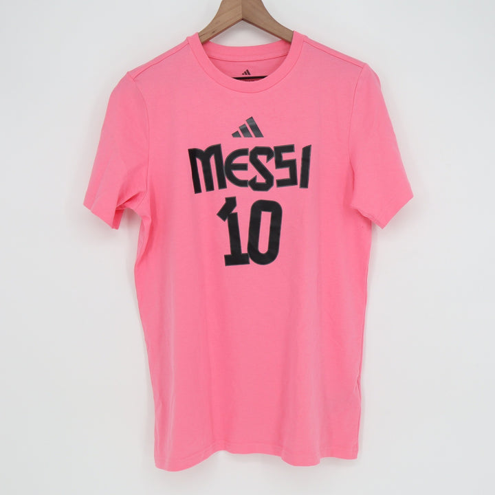 Adidas Lionel Messi 10 Pink Graphic T-Shirt Kids XL 15-16Y Soccer Tee