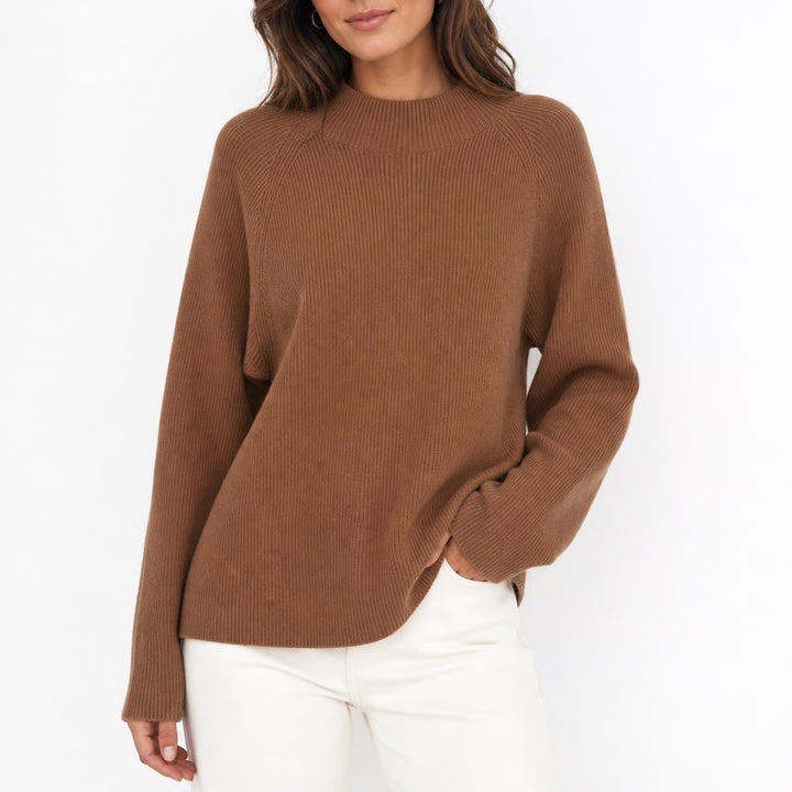 Chocolate Brown Ribbed Knit Crew Neck Raglan Sweater XXL Mens Relaxed