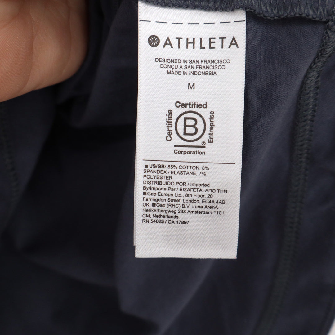 Athleta Tank Top Womens Medium Charcoal Grey Side Ruched Scoop Neck Excellent