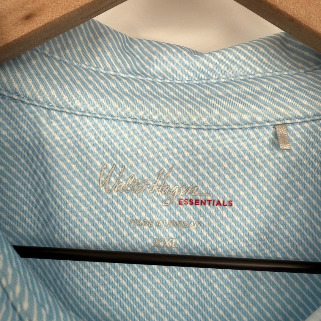 Walter Hagen Essentials Mens Polo Shirt Light Blue Geometric Print XXL