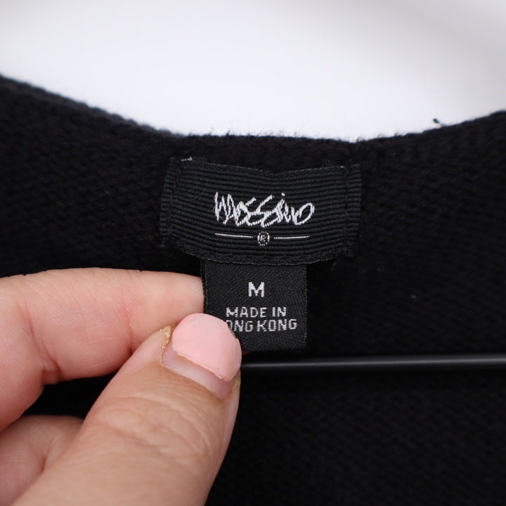 Mossimo Black Knit Button Front Cardigan Jacket Blazer Style Pockets Size M