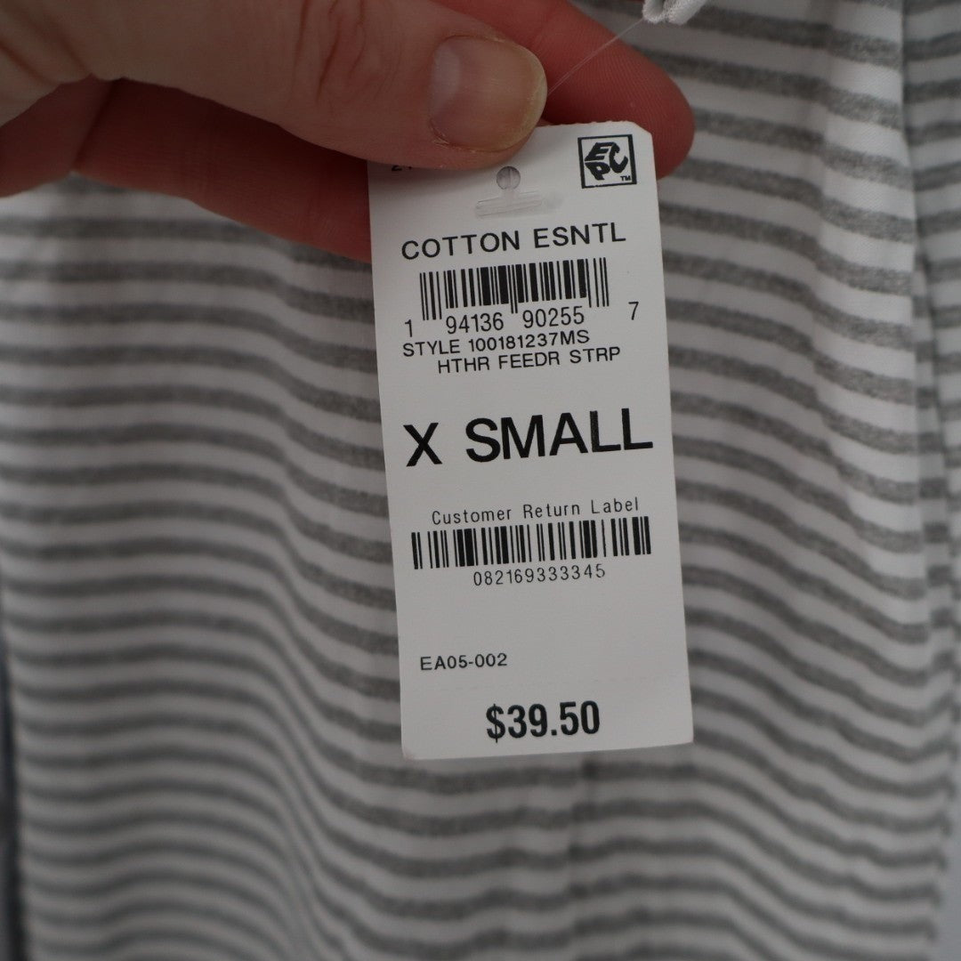 Charter Club Intimates Pajama Shirt Womens XS Gray White Striped Button Front
