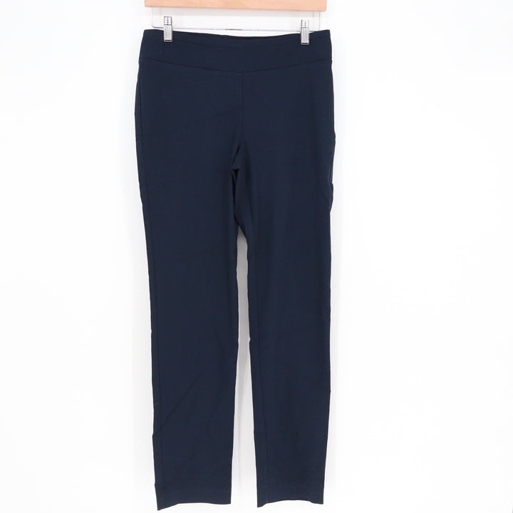 J.McLaughlin Womens Navy Blue Pull On Stretch Trousers Size 8 Solid Straight Leg