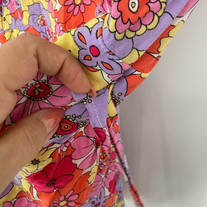 Lounge Floral Print Spaghetti Strap Romper Jumpsuit Women's Size L
