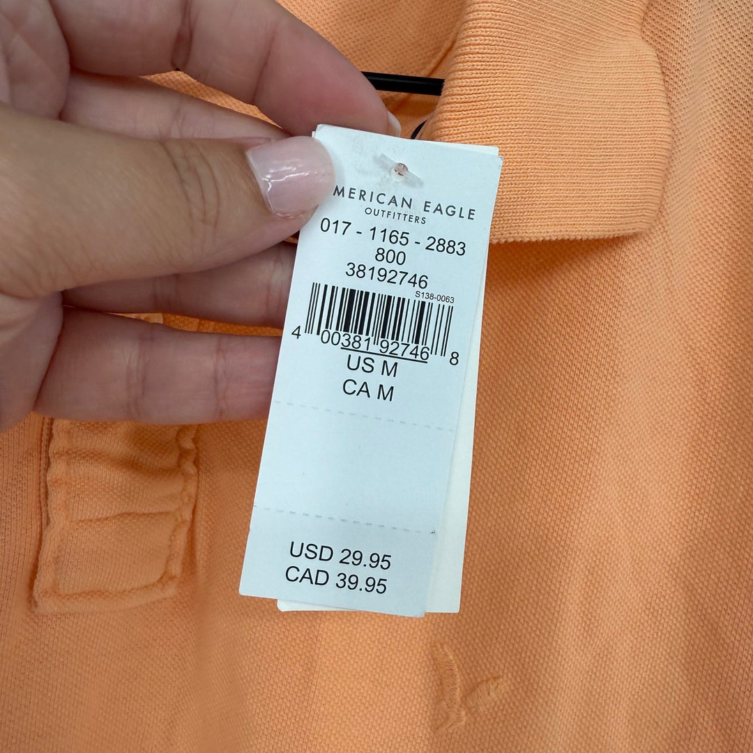 American Eagle Polo Shirt Mens M Orange Short Sleeve Casual Everyday
