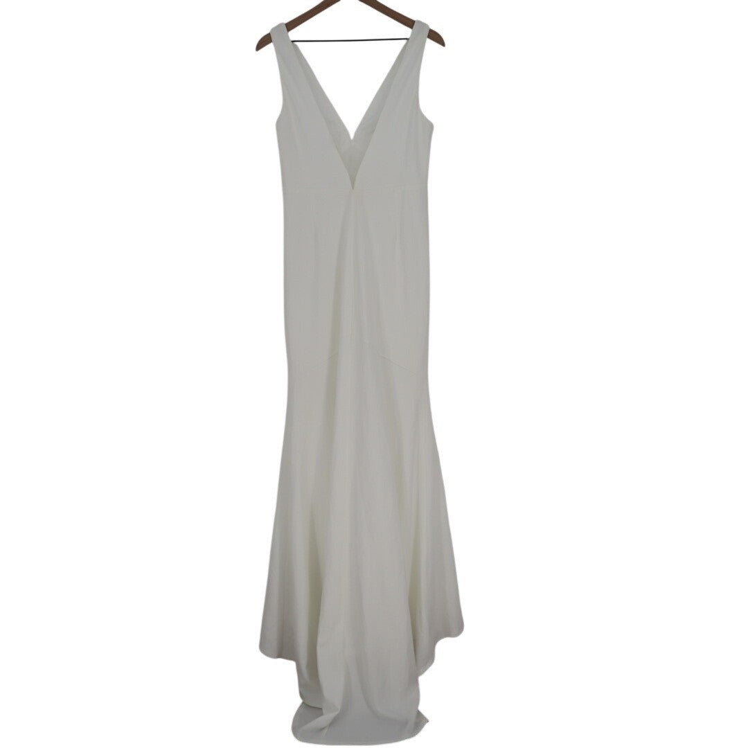 Lulus Captivating Promise Mermaid Maxi Dress Women Large White V-Neck Sleeveless