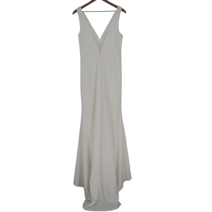 Lulus Captivating Promise Mermaid Maxi Dress Women Large White V-Neck Sleeveless
