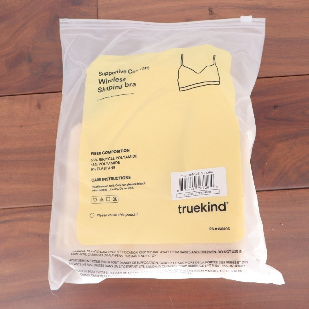 Truekind Supportive Comfort Wireless Shaping Bra L Chai Stretch U-Shaped Back