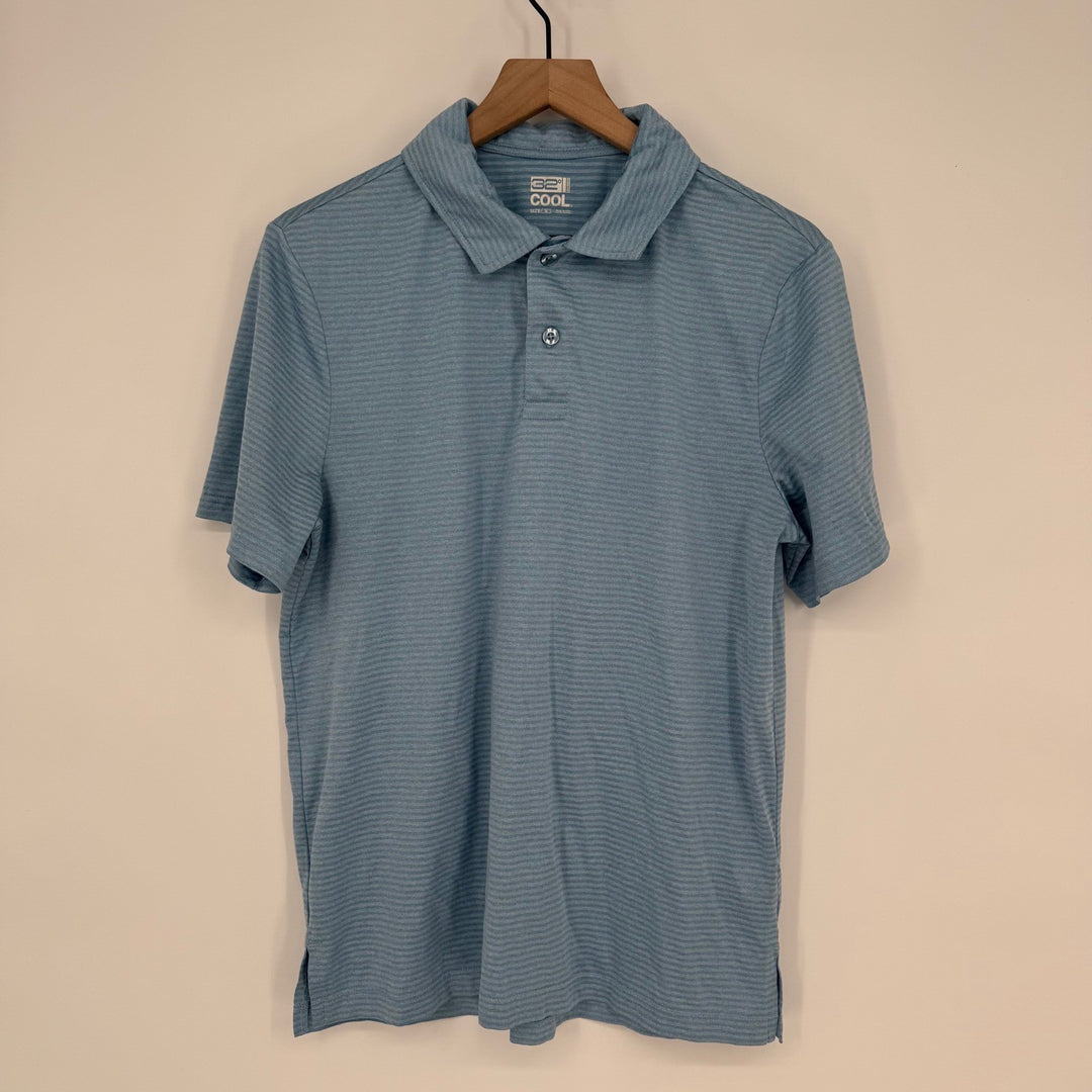 32 Degrees Cool Mens Blue Striped Short Sleeve Polo Shirt Size M