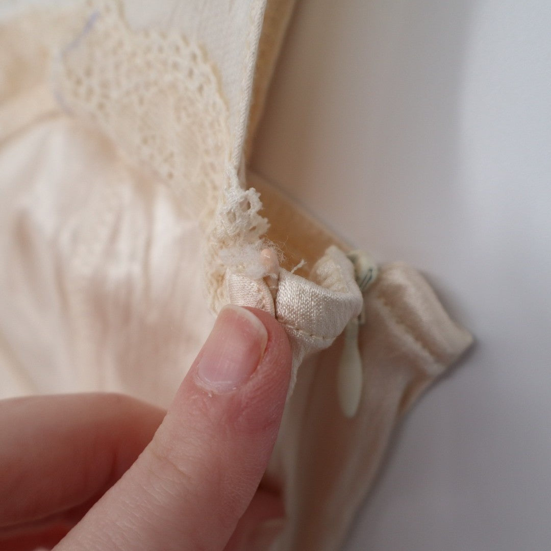 Zara Bodysuit Womens Small Cream Satin Stretch Underwire Side Zip Wide Strap