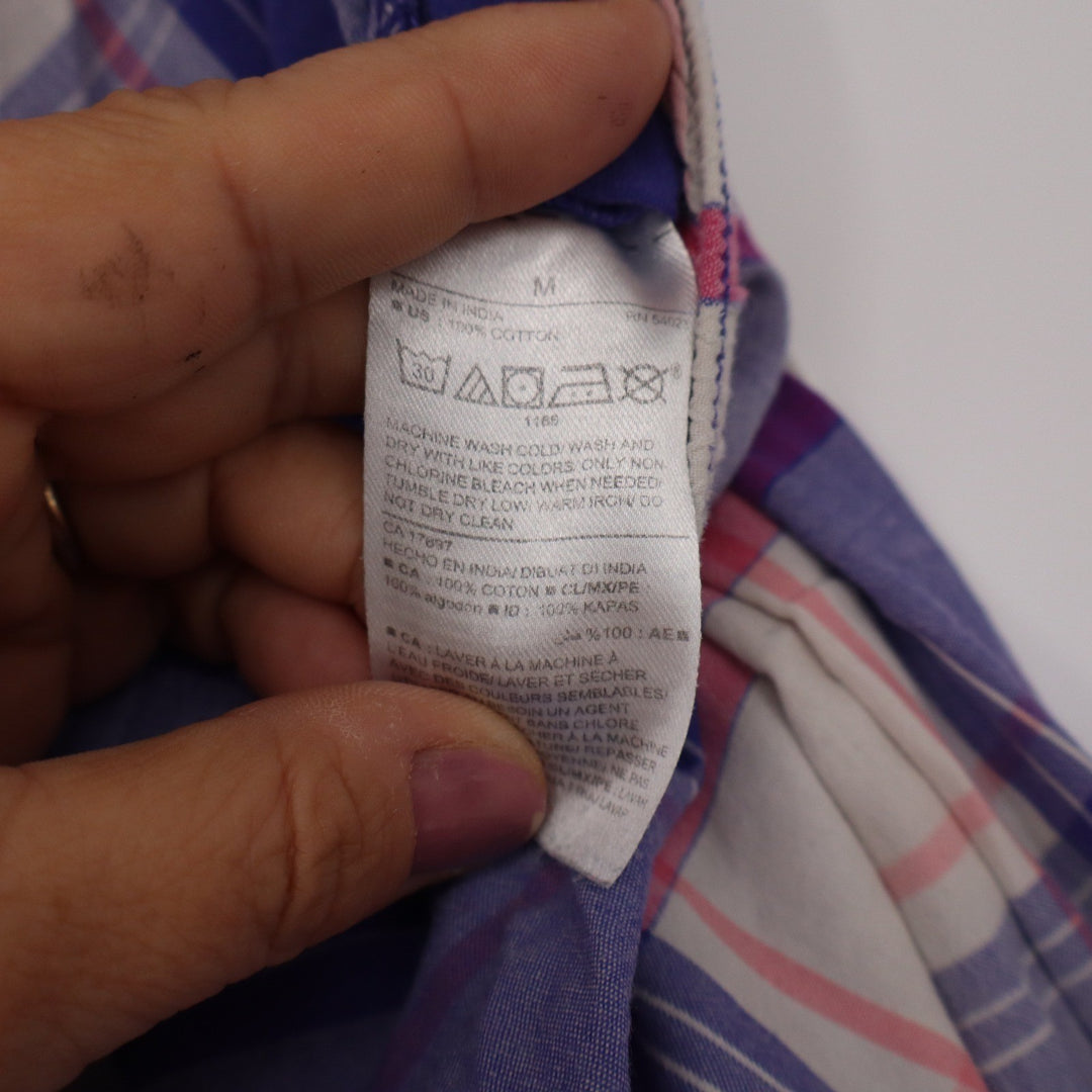 Old Navy Womens Purple Pink Plaid Cotton Pajama Pants Size M Drawstring Relaxed
