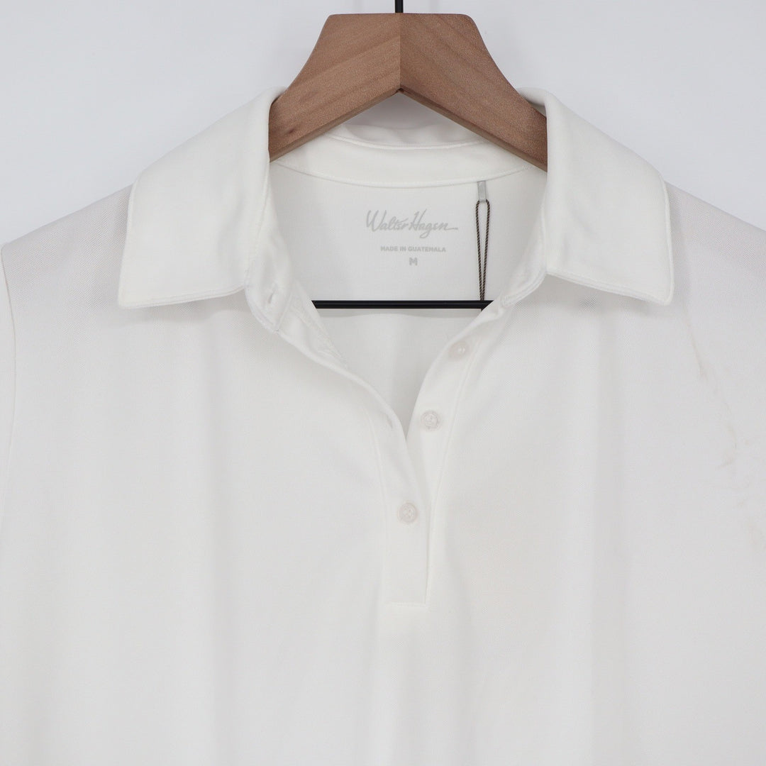 Walter Hagen Womens Clubhouse Pique Polo Shirt White Size M NWT