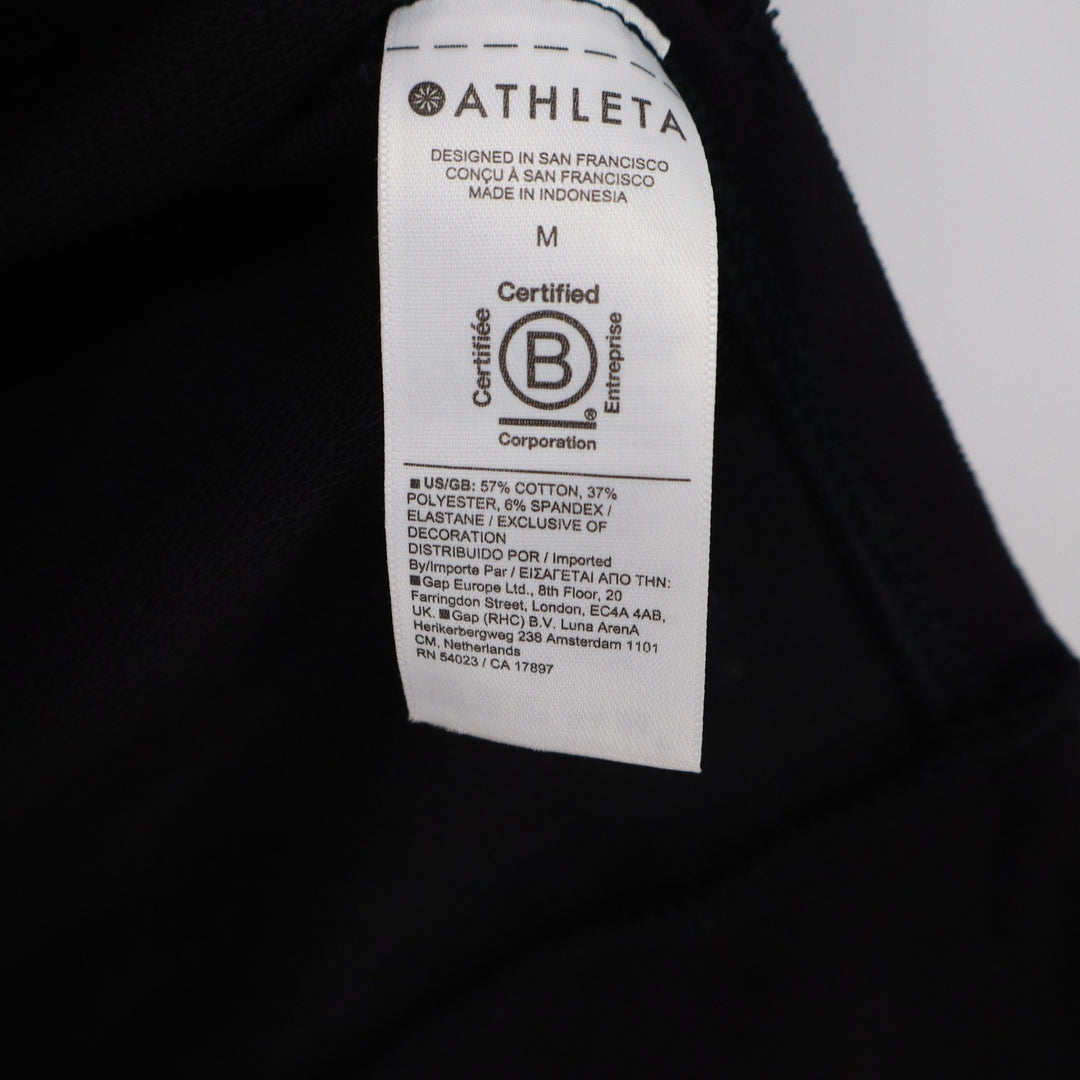 Athleta Womens Black V-Neck French Terry Sweatshirt Vest Side Slit Size M