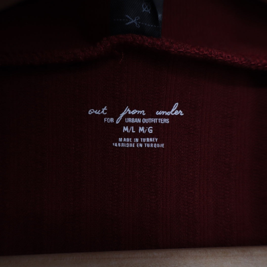 Out From Under Urban Outfitters Burgundy Ribbed Sleeveless Polo Crop Top M/L