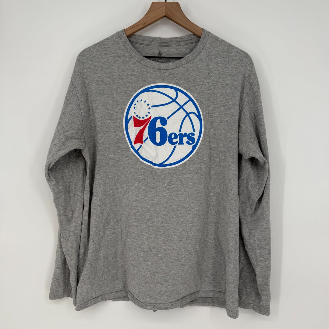 Fanatics Shirt Mens Large Heather Gray Philadelphia 76ers Basketball Logo Cotton