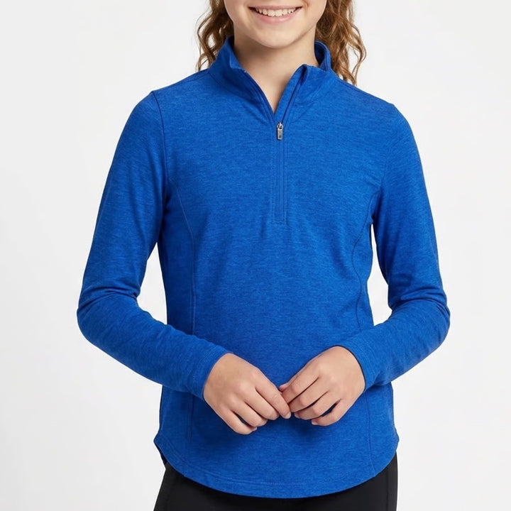 DSG Girls Movement LS 1/4 Zip Royal Blue Heather Pullover Size XL 16