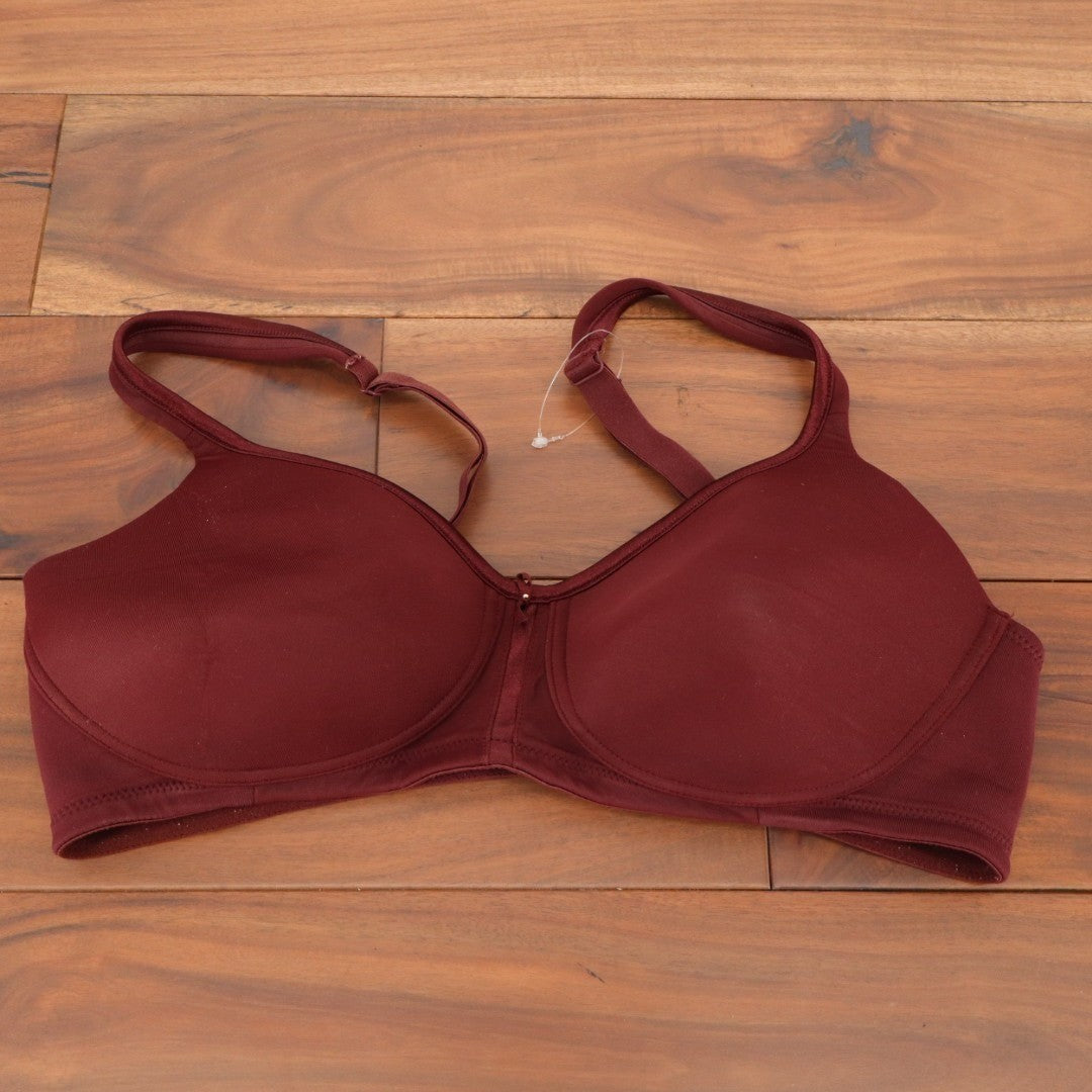 Vanity Fair Body Caress Bra Women's 34C Wine Stretch Full Coverage Wirefree
