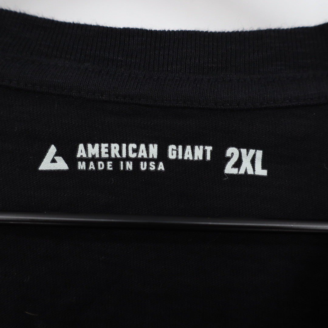 American Giant Mens V Neck T Shirt Black 2XL Made in USA Cotton Casual